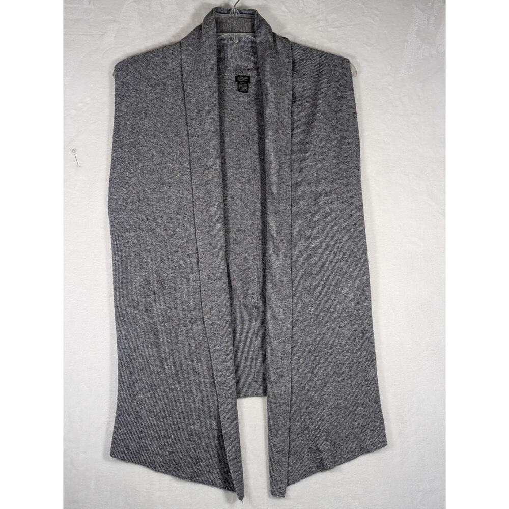 Roffe Grey Tweed Vest Sz LBust 38" CB Length 24.5"Open Shawl Stylized EUC